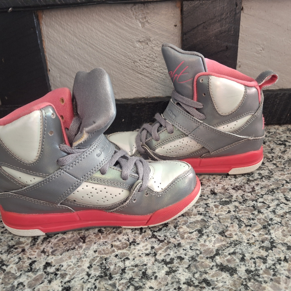 Kids High-Top Sneakers - Gray and Pink